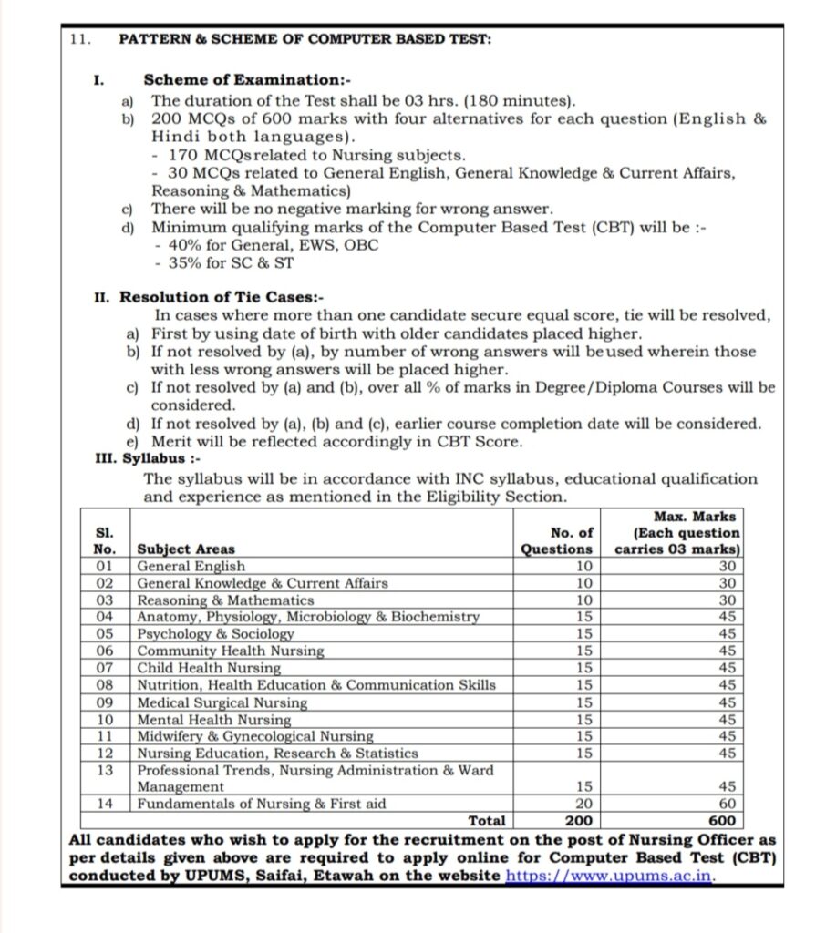 UPUMS Nursing Officer Vacency 2024: Check Fees And Salery